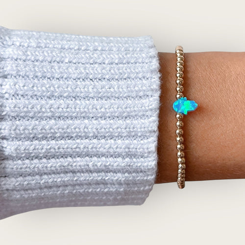 I Am Always Protected and Divinely Guided — Opal Hamsa Gold Bracelet - Georgina Nicol