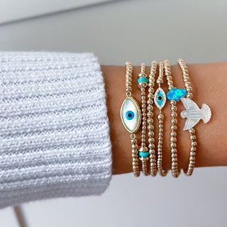 I Am Always Protected and Divinely Guided — Opal Hamsa Gold Bracelet - Georgina Nicol