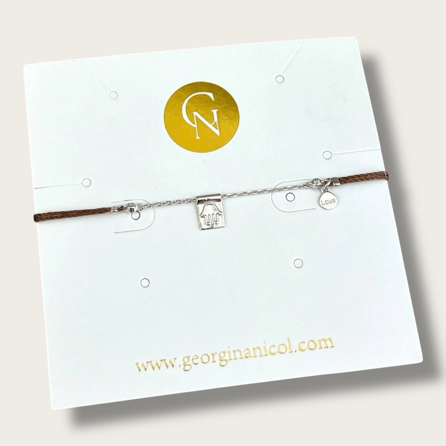 I Am Always Protected — Brown Silk Hamsa Bracelet - Georgina Nicol