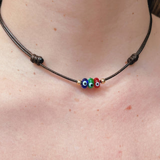 I Am Always Protected — Triple Evil Eye Cord Necklace - Georgina Nicol