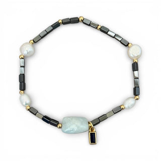 I Am Calm, Protected, and Grounded — Aquamarine & Hematite Bracelet - Georgina Nicol