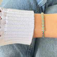 Load image into Gallery viewer, I Am Grounded in Strength and Elegance — Turquoise CZ Bar Bracelet - Georgina Nicol
