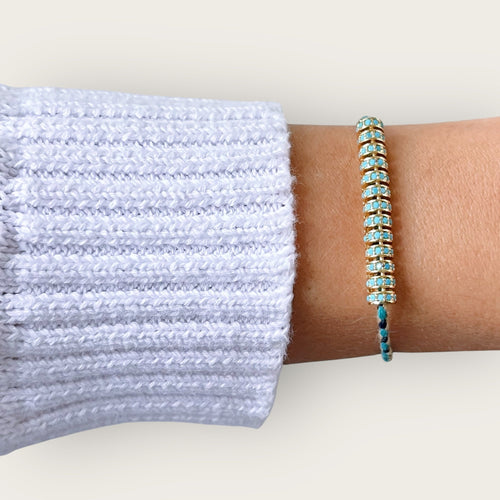 I Am Grounded in Strength and Elegance — Turquoise CZ Bar Bracelet - Georgina Nicol