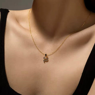 I Am Guided by Strength and Protection — CZ Black Snake Necklace - Georgina Nicol