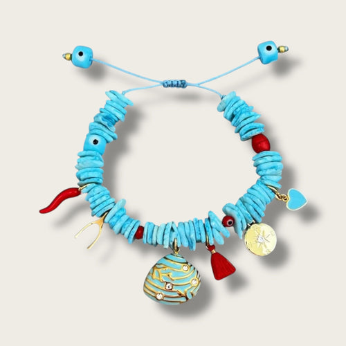 I Am Guided, Protected, and Blessed with Luck - Seashell Bracelet (One of a Kind) - Georgina Nicol