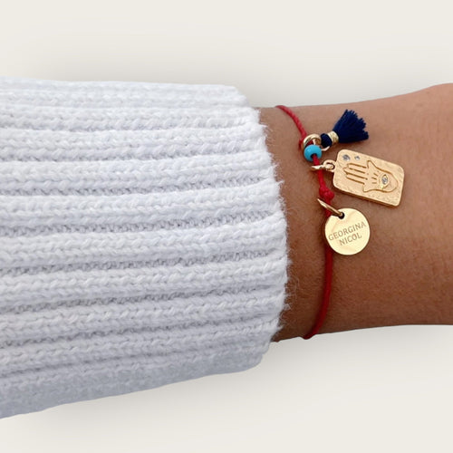 I Am Protected, Aligned, and Guided — Red Hamsa String Bracelet - Georgina Nicol