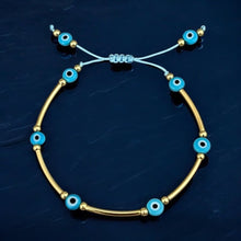 Load image into Gallery viewer, I Am Protected and Aligned – Blue Evil Eye Gold Bar Bracelet (One of a Kind) - Georgina Nicol

