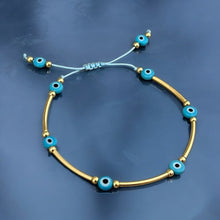 Load image into Gallery viewer, I Am Protected and Aligned – Blue Evil Eye Gold Bar Bracelet (One of a Kind) - Georgina Nicol
