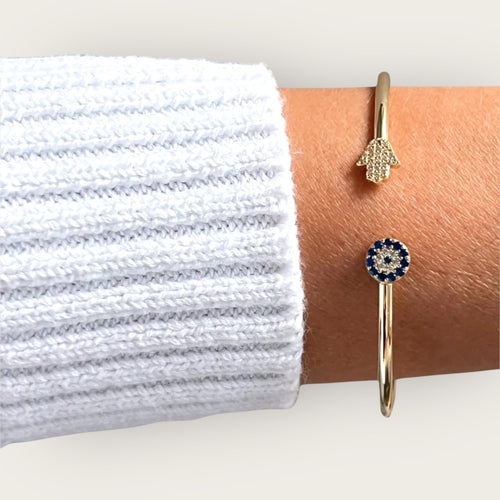 I Am Protected and Aligned — Evil Eye & Hamsa Bangle - Georgina Nicol