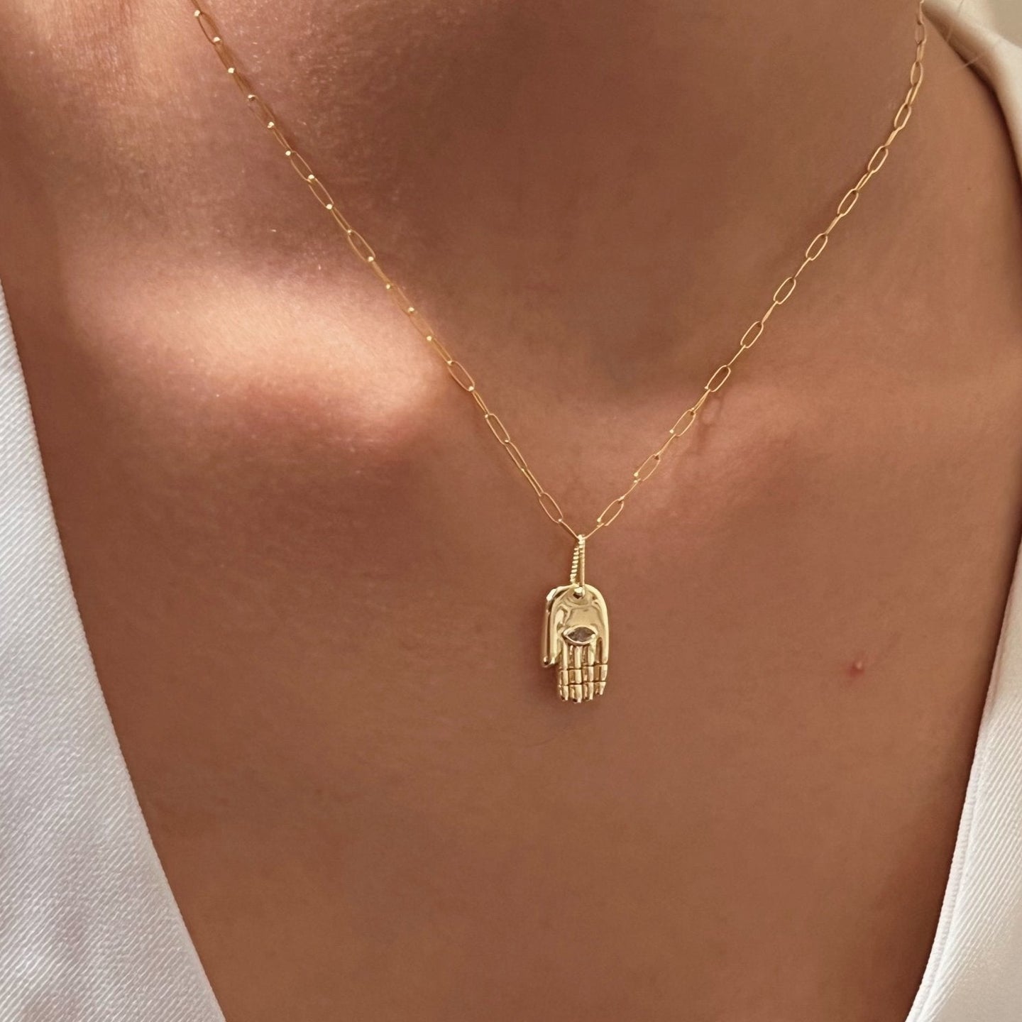 I Am Protected and Aligned — Hamsa Hand Necklace - Georgina Nicol