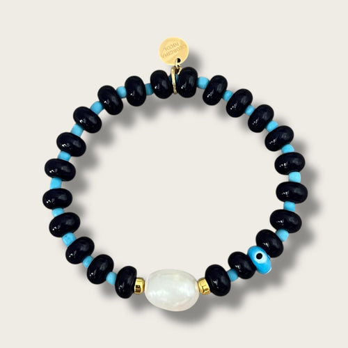 I Am Protected and Blessed — Pearl & Evil Eye Bracelet - Georgina Nicol