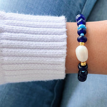 Load image into Gallery viewer, I Am Protected and Blessed — Pearl &amp; Evil Eye Bracelet - Georgina Nicol
