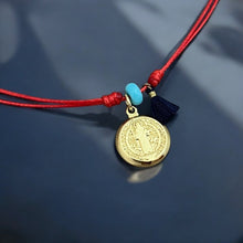 Load image into Gallery viewer, I Am Protected and Guided Always – Saint Benedict Red Cord Necklace - Georgina Nicol
