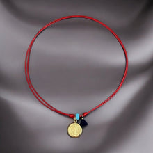 Load image into Gallery viewer, I Am Protected and Guided Always – Saint Benedict Red Cord Necklace - Georgina Nicol
