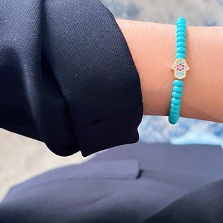 I Am Protected and Surrounded by Light — Hamsa Hand Beaded Bracelet - Georgina Nicol
