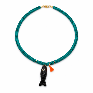 I Am Protected, Grounded & Aligned with Abundance Obsidian Fish Necklace - Georgina Nicol