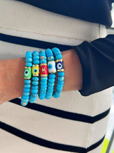 Load image into Gallery viewer, I Am Surrounded by Calm and Protection — Turquoise Evil Eye Bracelet - Georgina Nicol
