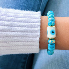 Load image into Gallery viewer, I Am Surrounded by Calm and Protection — Turquoise Evil Eye Bracelet - Georgina Nicol
