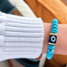 Load image into Gallery viewer, I Am Surrounded by Clarity and Protection — Turquoise Evil Eye Bead Bracelet - Georgina Nicol
