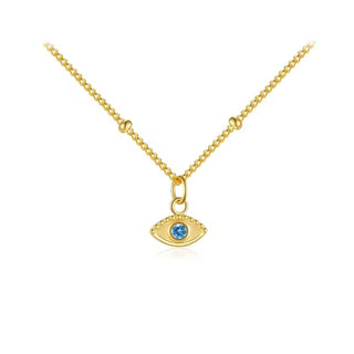 I Am Surrounded by Good Energy — CZ Tiny Evil Eye Satellite Necklace - Georgina Nicol