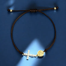 Load image into Gallery viewer, I Am Surrounded by Grace and Protected by Faith — Cross &amp; Virgin Bracelet - Georgina Nicol

