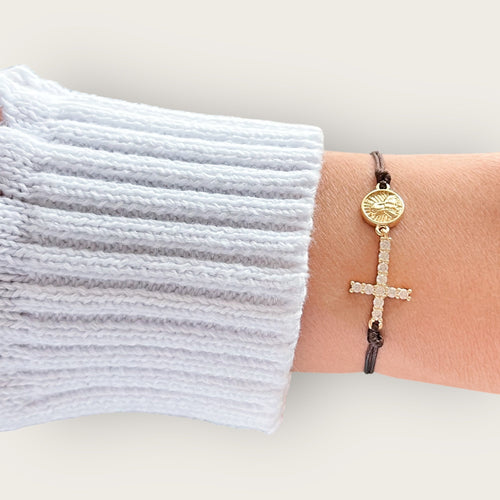 I Am Surrounded by Grace and Protected by Faith — Cross & Virgin Bracelet - Georgina Nicol