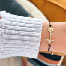 Load image into Gallery viewer, I Am Surrounded by Grace and Protected by Faith — Cross &amp; Virgin Bracelet - Georgina Nicol
