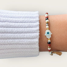 Load image into Gallery viewer, I Am Surrounded by Light and Blessings — Evil Eye &amp; Hamsa Bracelet - Georgina Nicol
