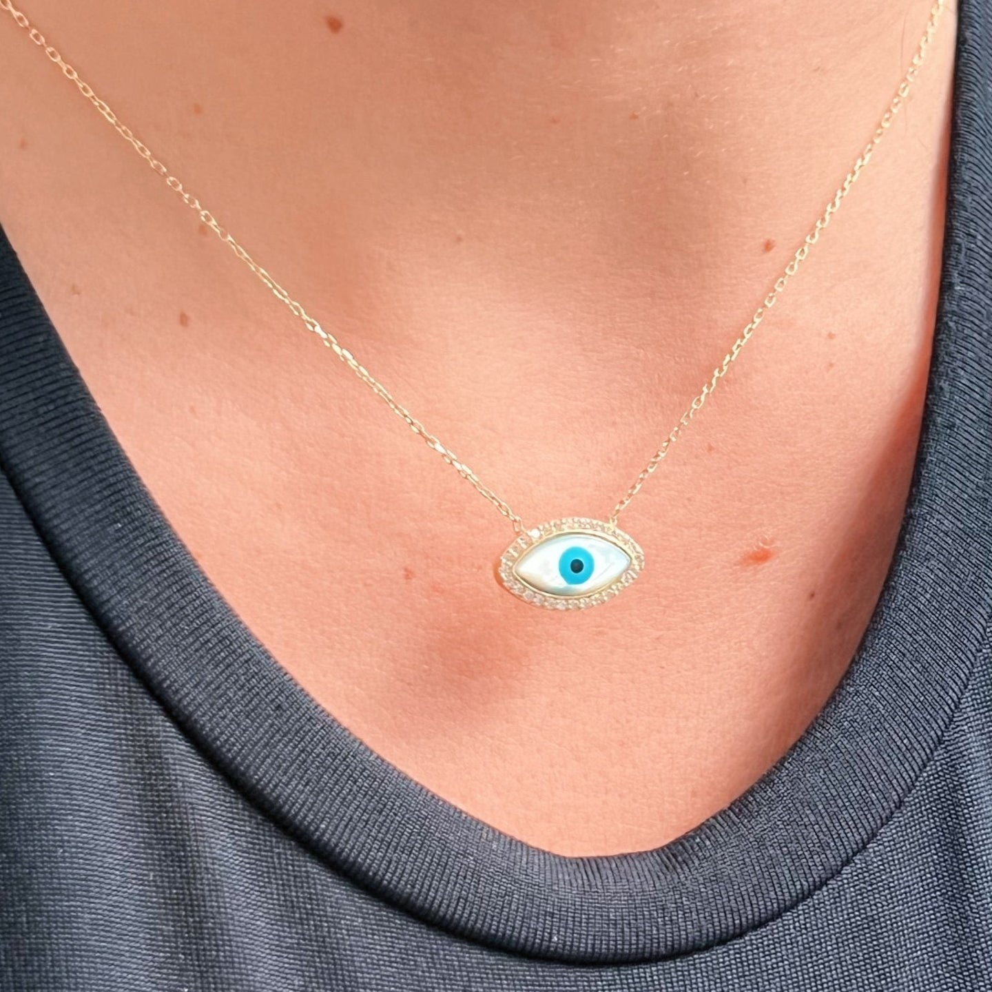 I Am Surrounded by Light and Protection — CZ Evil Eye Necklace - Georgina Nicol