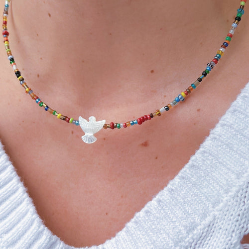 I Am Surrounded by Peace and Light — Dove Mother of Pearl Necklace - Georgina Nicol