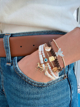 I Am Surrounded by Protection and Good Fortune — Freshwater Pearl Evil Eye & Cornicello Bracelet - Georgina Nicol