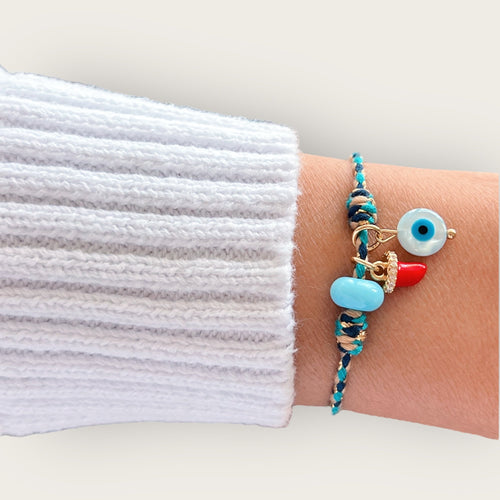 I Am Surrounded by Protection and Light Cornicello & Evil Eye Bracelet - Georgina Nicol