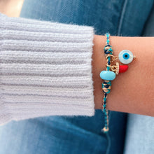 Load image into Gallery viewer, I Am Surrounded by Protection and Light Cornicello &amp; Evil Eye Bracelet - Georgina Nicol

