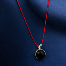Load image into Gallery viewer, I Am Surrounded by Protection and Strength — Red String Necklace with Ox - Eye Seed Pendant - Georgina Nicol
