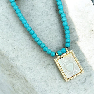 I Am Surrounded by Sacred Love and Protection — Sacred Heart Turquoise Necklace - Georgina Nicol