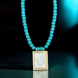 I Am Surrounded by Sacred Love and Protection — Sacred Heart Turquoise Necklace - Georgina Nicol