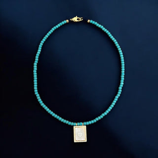 I Am Surrounded by Sacred Love and Protection — Sacred Heart Turquoise Necklace - Georgina Nicol