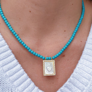 I Am Surrounded by Sacred Love and Protection — Sacred Heart Turquoise Necklace - Georgina Nicol