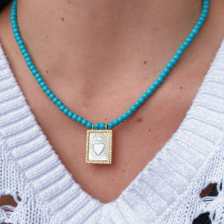 I Am Surrounded by Sacred Love and Protection — Sacred Heart Turquoise Necklace - Georgina Nicol