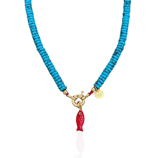 I Attract Abundance, Joy and Ocean Energy Turquoise Fish Necklace - Georgina Nicol