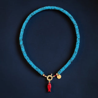 I Attract Abundance, Joy and Ocean Energy Turquoise Fish Necklace - Georgina Nicol