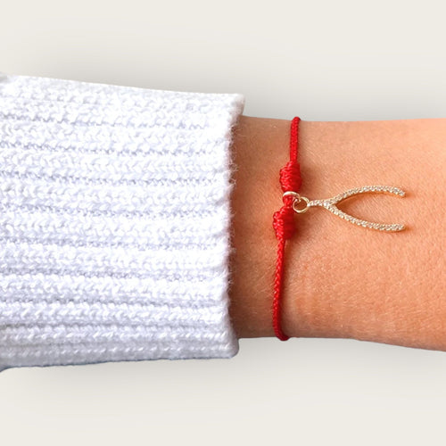 I Attract Good Luck — CZ Wishbone Bracelet - Georgina Nicol