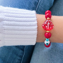 Load image into Gallery viewer, I Attract Good Vibes and Ocean Energy — Red &amp; Turquoise Seashell Bracelet - Georgina Nicol
