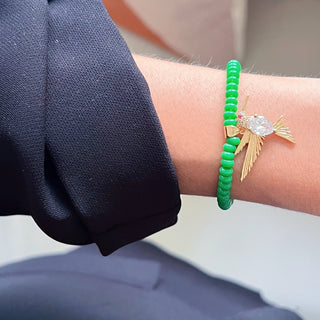 I Attract Joy and Vital Energy — Hummingbird Green Beaded Bracelet - Georgina Nicol