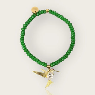 I Attract Joy and Vital Energy — Hummingbird Green Beaded Bracelet - Georgina Nicol