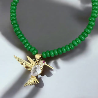 I Attract Joy and Vital Energy — Hummingbird Green Beaded Bracelet - Georgina Nicol