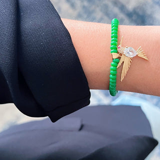 I Attract Joy and Vital Energy — Hummingbird Green Beaded Bracelet - Georgina Nicol