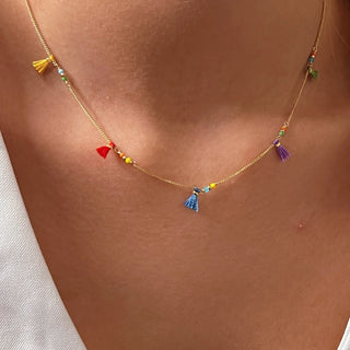 I Attract Joy Everywhere I Go — Multicolor Tassel Necklace - Georgina Nicol