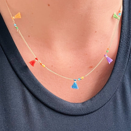 I Attract Joy Everywhere I Go — Multicolor Tassel Necklace - Georgina Nicol