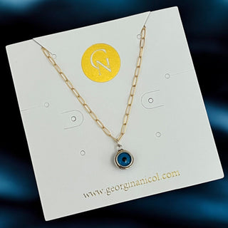 I Attract Light and Protection — Mini Paper Clip Evil Eye Necklace - Georgina Nicol